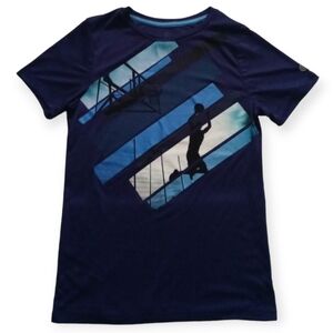 Champion Boys' Short Sleeve  Basketball Graphic Athletic T-Shirt. L(12-14). Navy